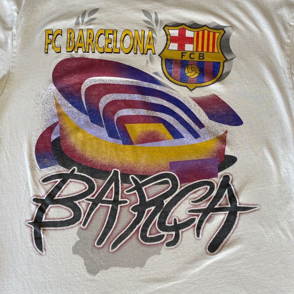 FC Barcelona FCB Men's Large Cream Graphic T-Shirt Barça Soccer - Picture 7 of 11